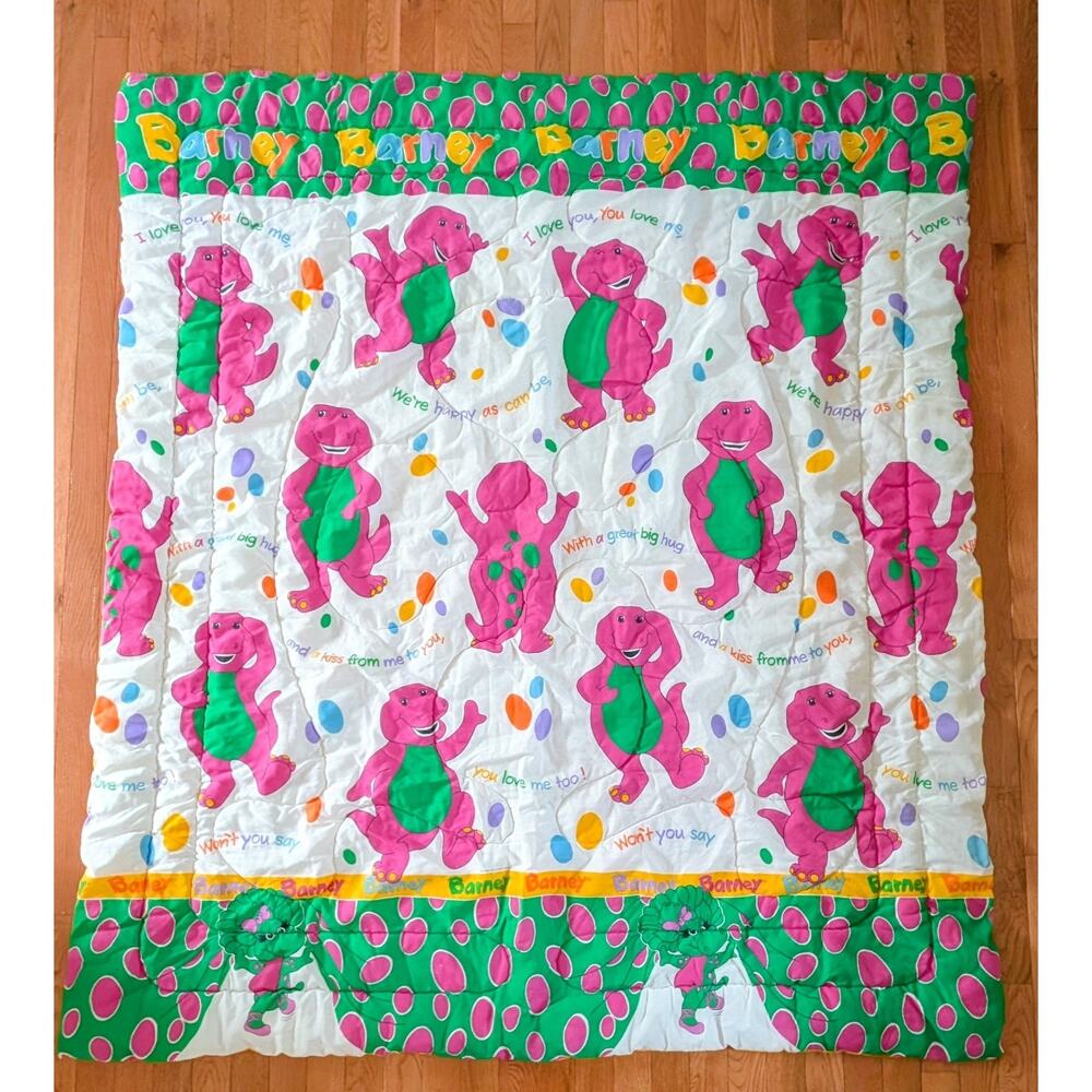 Lyons Group Barney And Friends Baby Bop Twin Size Comforter Blanket 1992 Vintage